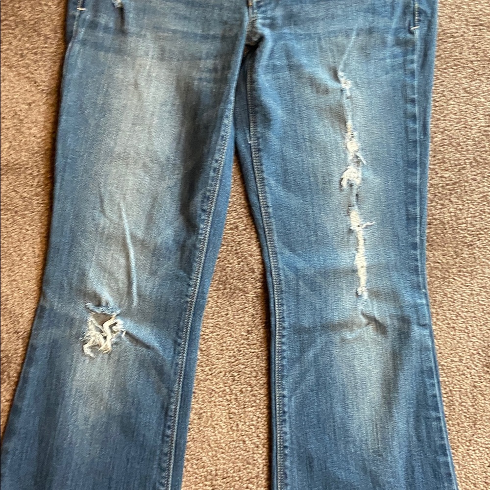 American Eagle Women's Distressed Size 10 Artist Stretch Flare Jeans X-Long - Picture 3 of 12